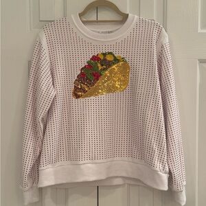 Queen of Sparkles Rhinestone Taco Sweatshirt Sweater Size Small